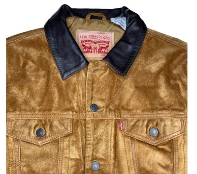Levi's Wildleder Trucker Jacke mit Lederkragen Gr. M Double Rl Levis Style