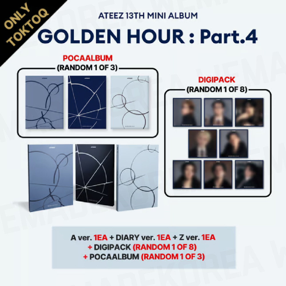 Pre-order ATEEZ 13th Mini Album GOLDEN HOUR: Part.4 TOKTOQ SET