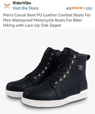 GARGOYLE BELLS Men's PU Leather Boots Men Waterproof Chukka Motorcycle Biker 13