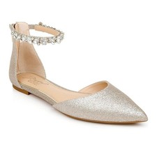 Jewel Badgley Mischka Women's Cassidy Evening Flat Ankle Strap Sandals Size 5.5