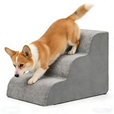 Dog Stairs for Small Dogs, 3-Step Curved Dog Step for Medium Pet Ramp for Sofa