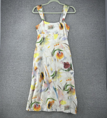 Pilcro Klaas Jonkman Dress Women Size XS Linen Beige Floral Casual