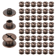 50set Phillips Chicago Screw M4 x 4mm Metal Binding Post Screw, Red Copper