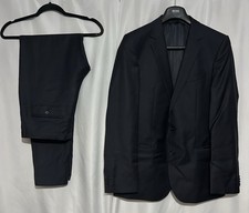 HUGO Hugo Boss Mens 2 Piece Suit Black Wool Twill Slim Fit 40R 34W 32L