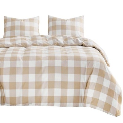 Wake In Cloud - Gingham Comforter Set Plaid Buffalo Check Checkered Cottagecore