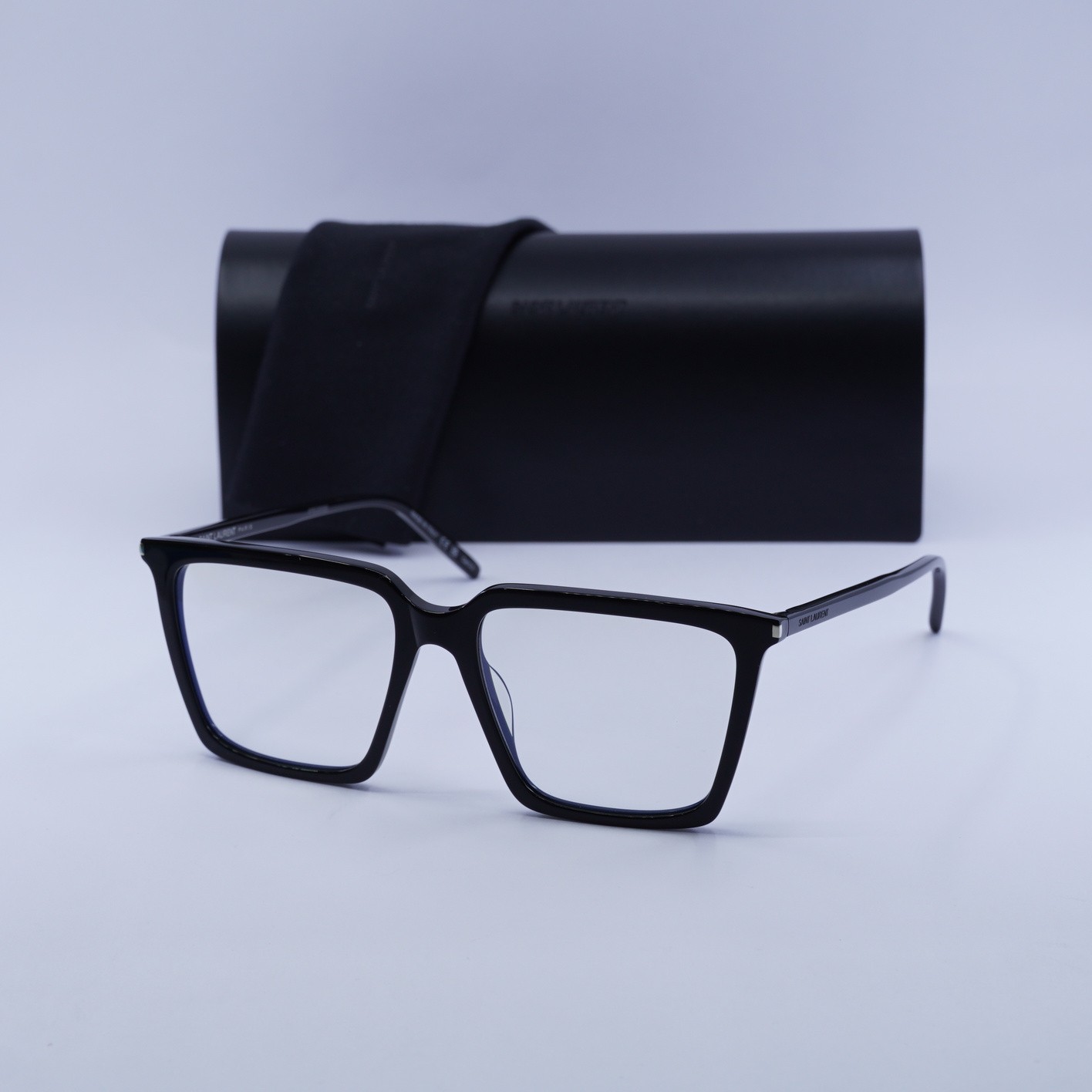 Saint Laurent SL474 006 Nero Lucido Chiaro a Grigio Fotocromatico con Luce Blu...