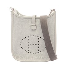 HERMES Evelyne Amazon TPM Shoulder Bag Taurillon Clemence Light Gray #RC958