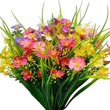 Artificial Flowers Outdoor UV Resistant 12 Bundles Faux Silk Summer Spring Wi...