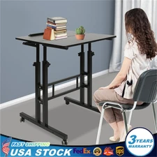 Adjustable Height Stand Up Desk Mobile Workstation Laptop Desk w/Wheels Home