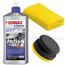 Autopolitur Set SONAX XTREME Polish+Wax 2 Hybrid NPT 500 ml polierschwamm Tuch