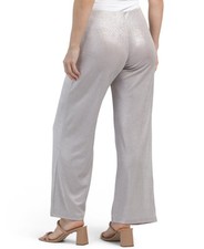 Zara Women's Wide Leg Pants Metallic Silver Pull On Ankle Length Size S NWT 35