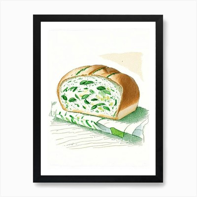 Gerahmtes Wandbild Poster Leinwanddruck Bild Feta und Spinat Brot Bäckerei Produkt