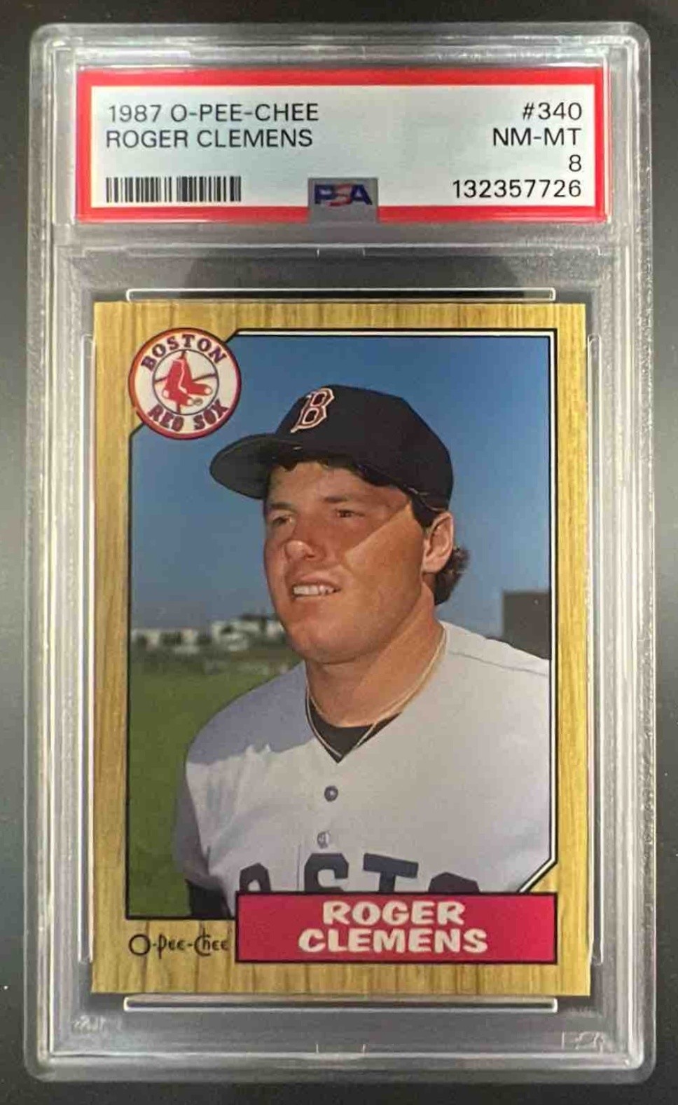 1987 O-Pee-Chee Baseball Roger Clemens #340 Boston Red Sox PSA 8
