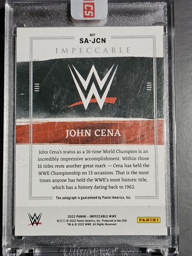 2022 Panini Impeccable WWE - Superstar Autographs John Cena #SA-19 /99 (AU) - Picture 3 of 3