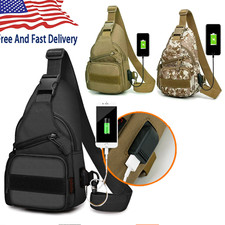 Mens Backpack Tactical Sling Shoulder Bag Molle Travel Chest Pack Outdoor Hiking