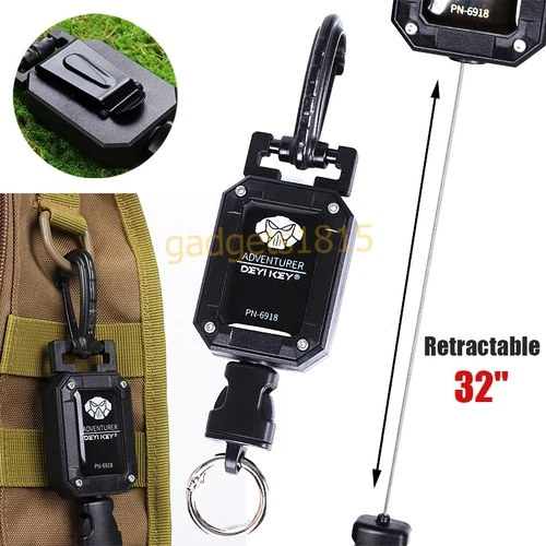 CB Radio Mic Holder Hanger Retractable 32" Stainless Steel Cord Keeper w/ Clip