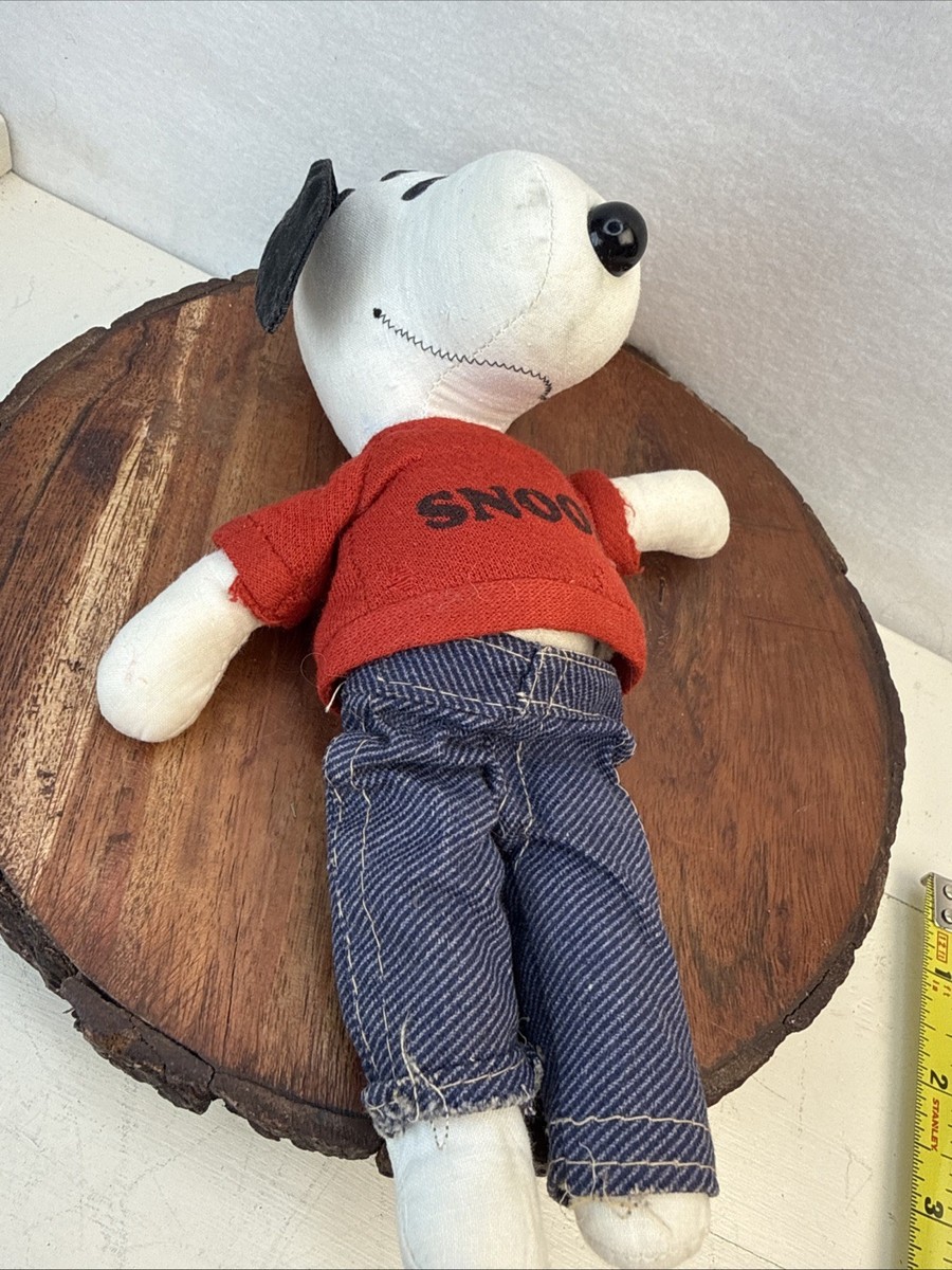 Vintage 1958 1968 Snoopy Plush Doll 8” Original Clothing Red Shirt
