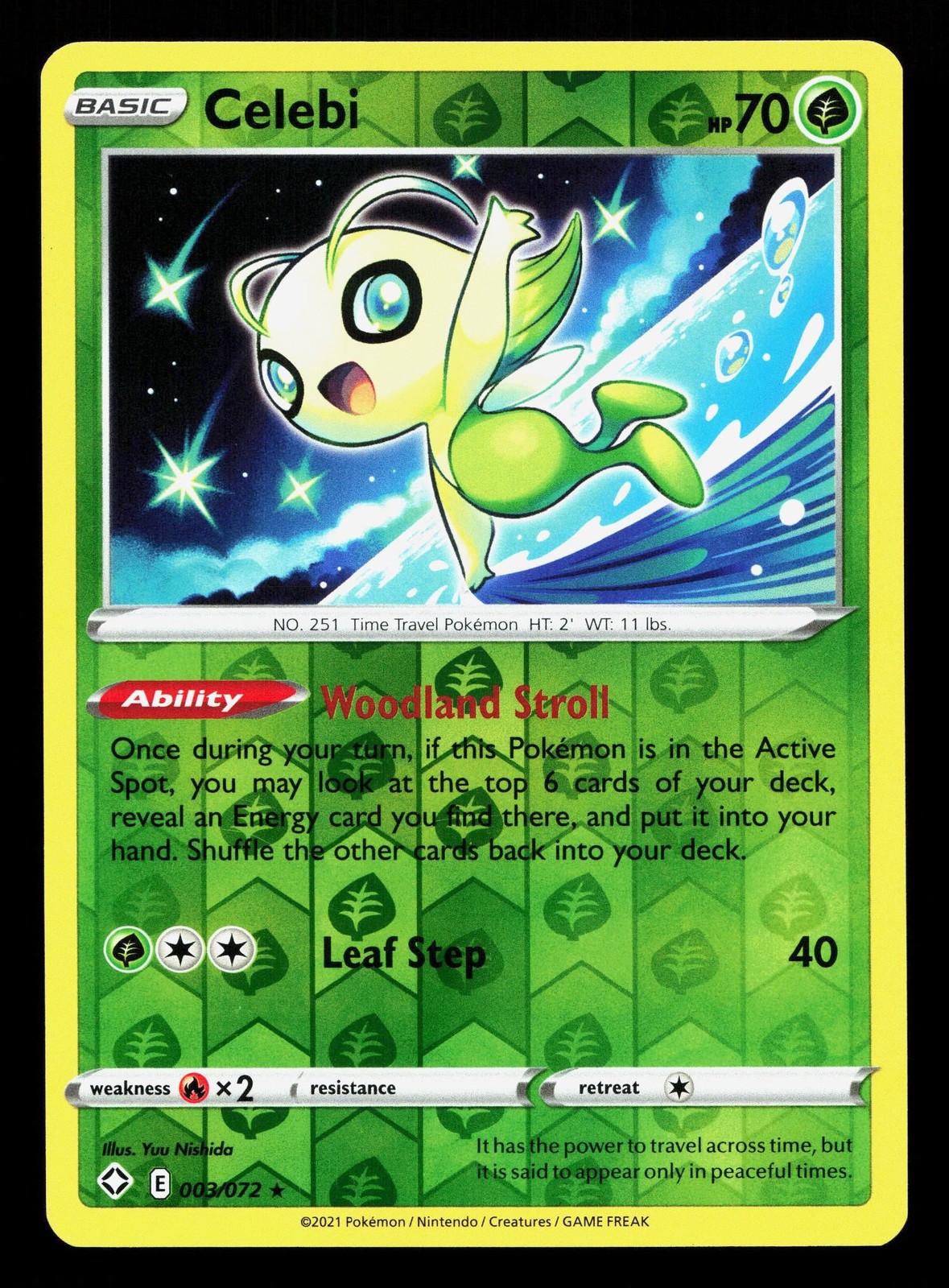 Celebi 003/072 Shining Fates NM Reverse Holo Pokemon Card TCG