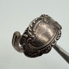 Vintage Spoon Ring Adjustable Silver Tone   Repurposed Flatware Ring Size 9