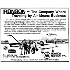 Ronson Aviation Inc Air Travel Easier Trenton NJ 1985 Bucks County PA Ad SAH7-9