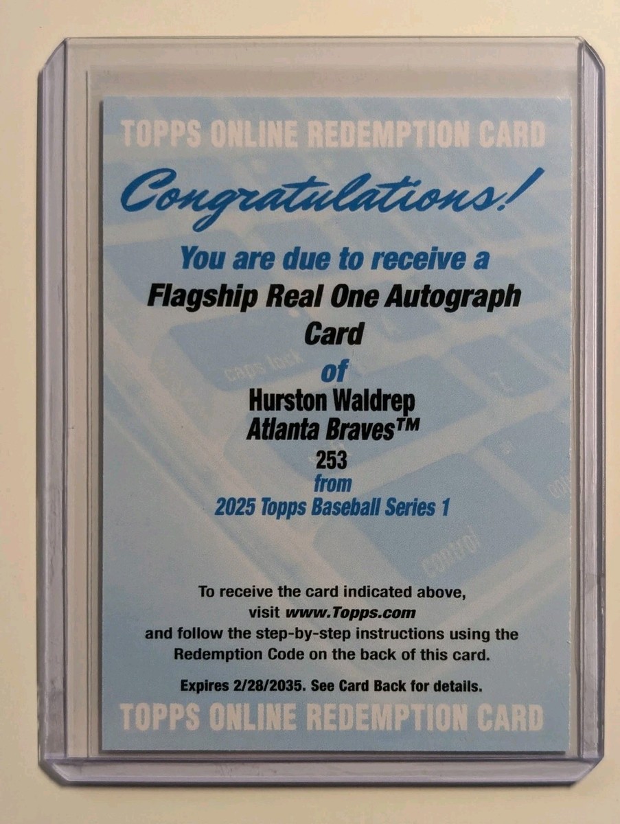 2025 Topps Series 1 Baseball Hurston Waldrep Flagship Real