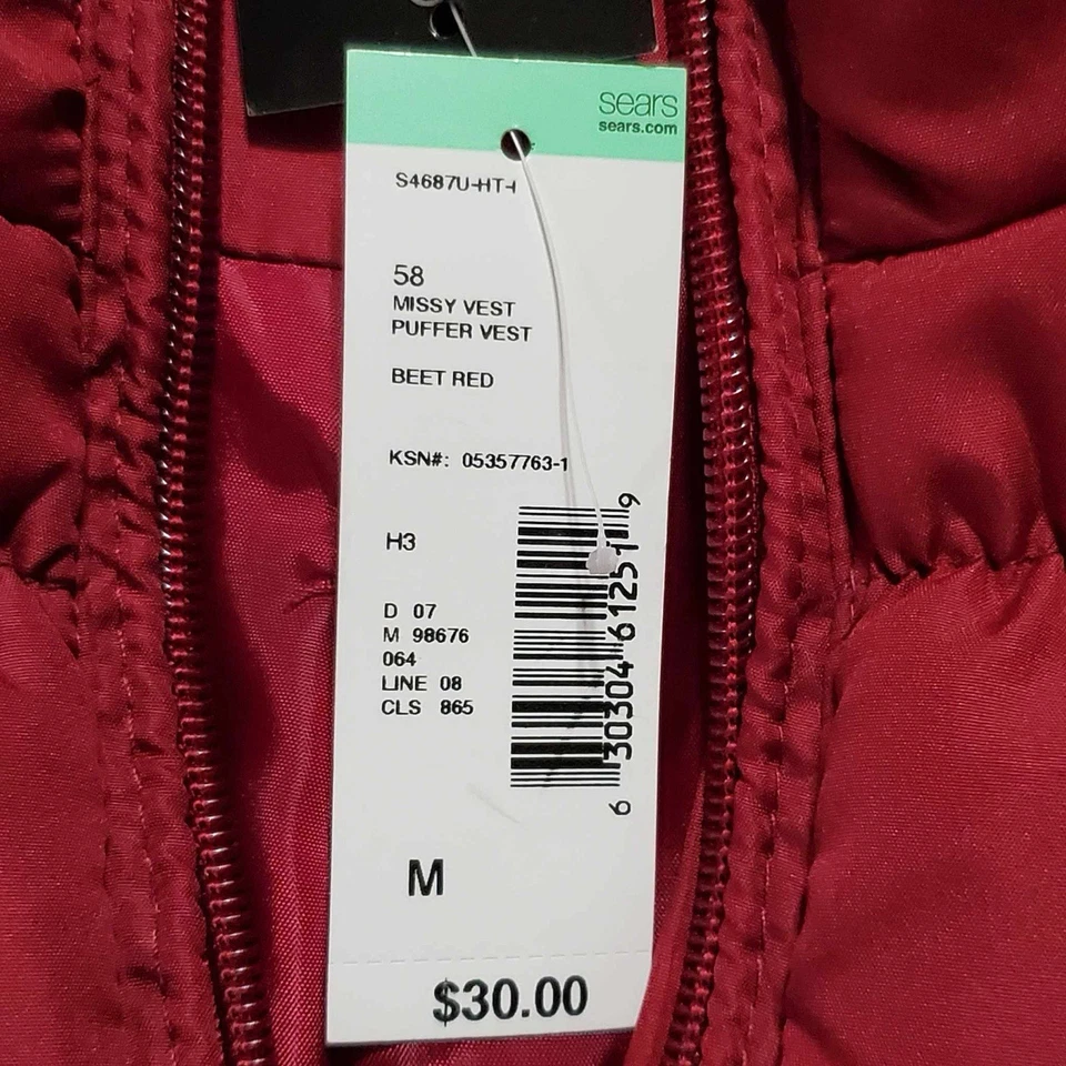 Outer Edge Womens Vest Puffer Red MWT Medium MSRP $30 M - Image 2 of 4