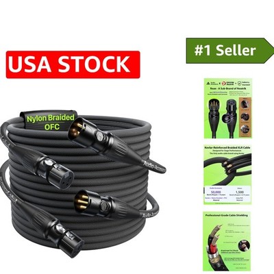 20ft Heavy-Duty XLR Cables with Gold-Plated Pins - 2 Pack Perfect for Studio