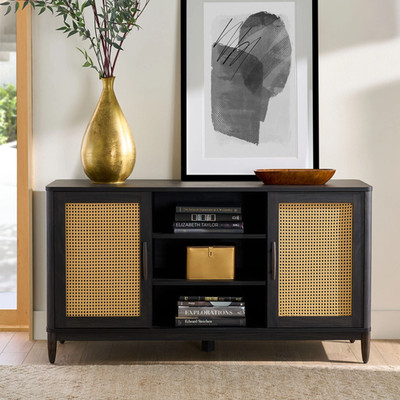 Springwood Cane TV Stand for Tv'S up to 65'', Charcoal Finish