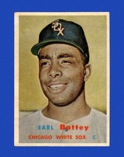 Ex.-Mt. to Nr.Mt. 1957 Earl Battey Topps Rookie Baseball Card#401/White Sox. rookie card picture