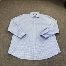 Charles Tyrwhitt Dress Shirt Mens 18 34/35 Blue Gingham Slim Fit Non Iron
