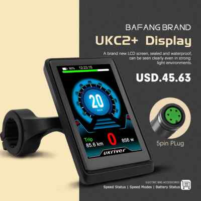 Electric Bicycle LCD UKC2+ Display for BBS02B BBS01B BBSHD Mid Motor 5PIN Female
