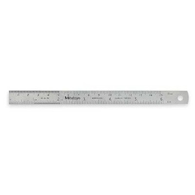 Mitutoyo 182-302 Steel Rule,Flex,6 In,16/32/64Ths/0.5/1Mm