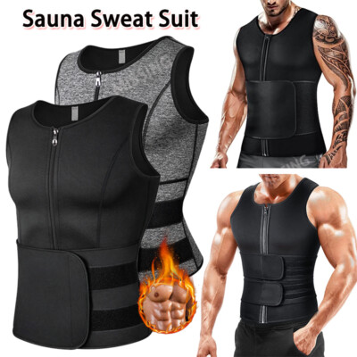 Herren Neopren Sauna Weste Bauchweggürtel Schweiß Body Shaper Sport Gym Tank Top