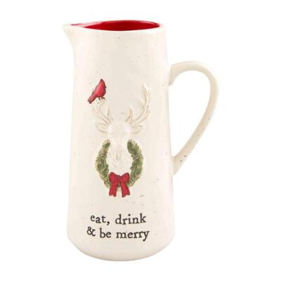 Mud Pie Home EAT DRINK BE MERRY Deer Rustic Lodge Drink Bar Pitcher