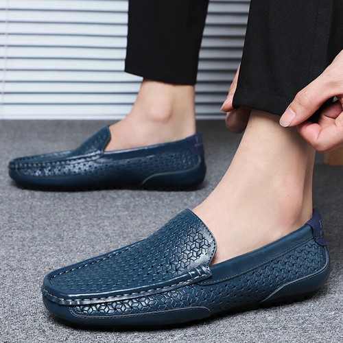Summer Luxury Brand Men Casual Shoes Soft Genuine Leather Mens Loafers Moccasins - Picture 11 of 30