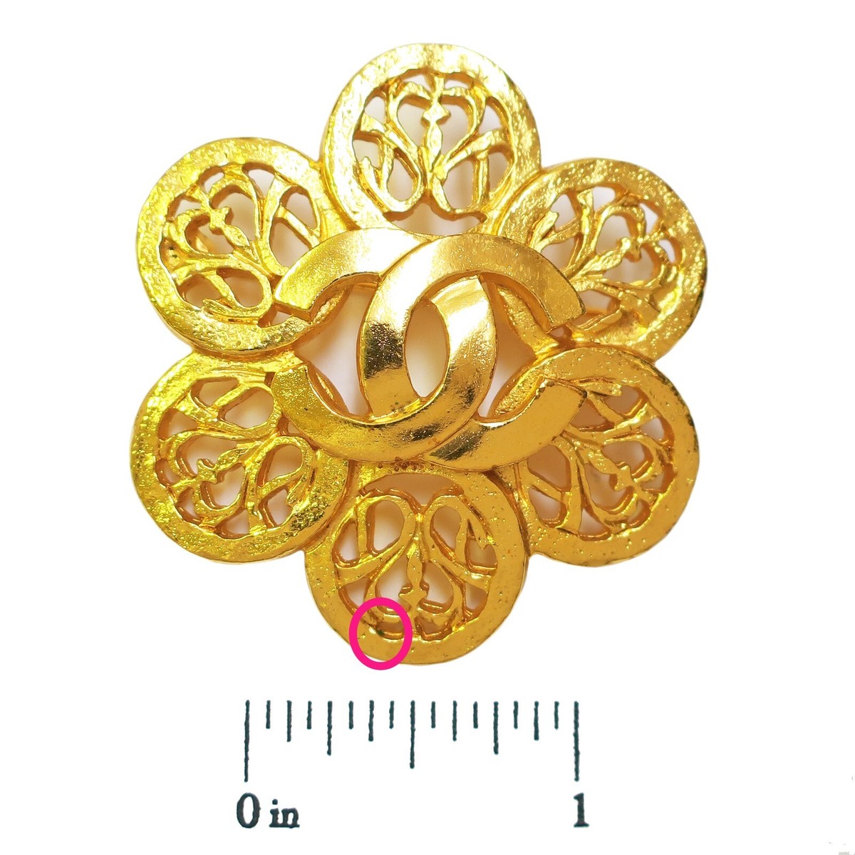 CHANEL フラワー ロゴ チャーム CHANEL Gold Plated CC Logos Flower Vintage Pin Brooch #256c