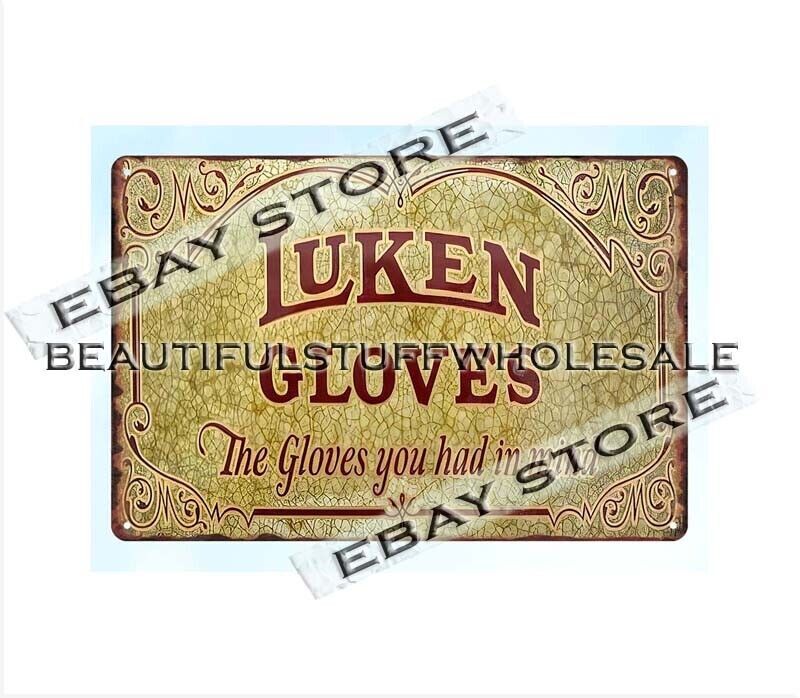 Vintage Luken Gloves Metal Tin Sign Retro Collectible Plaque-image