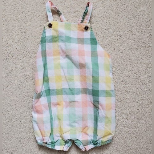 Janie and Jack Baby Overall Romper in Faded Jade Plaid sz6-12m - Picture 9 of 13
