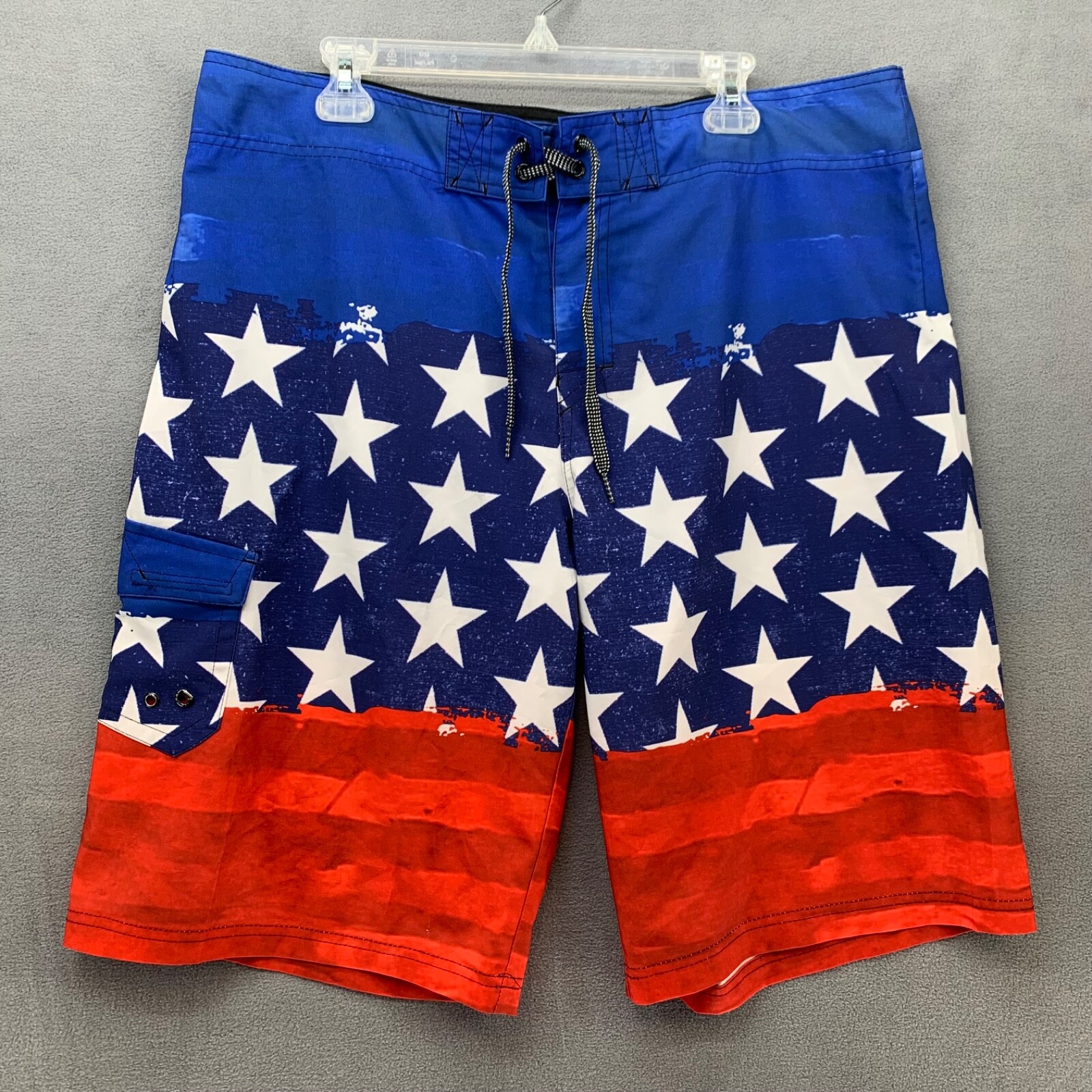 Joe Boxer Board Shorts Mens 38  Stretch Red White Blue Stars Patriotic Unlined