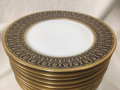 (11)Chas Haviland Limoges Incrustation Polie a l'agate Cobalt 10.3" DINNER PLATE - Picture 5 of 9