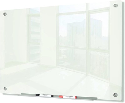 J&J worldwide 47''x35'' Normal White-1 Magnetic Glass Whiteboard for Office,School