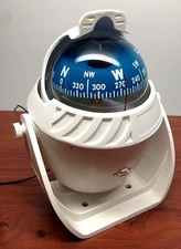 Marine Boat Nautical Sport White Lighted Compass With Bracket Visible Luber Line