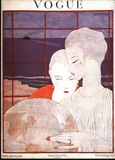 Stylish young flapper girls Vintage art book page