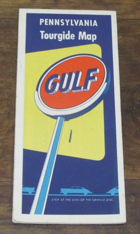 GULF OIL Gas service station Pennsylvania Tourgide road map
