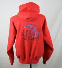 Vintage 80s Ocean Pacific ARTIC SURF CLUB Hoodie Medium Red VTG Sweater