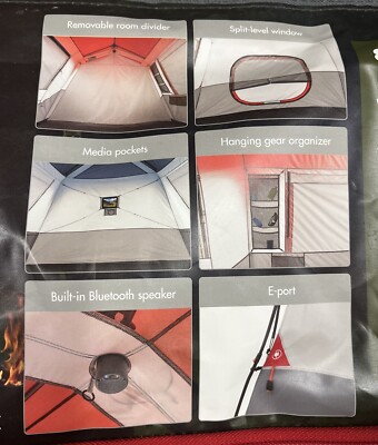 Ozark Trail Person Instant Cabin Tent With LED Lights Gray for