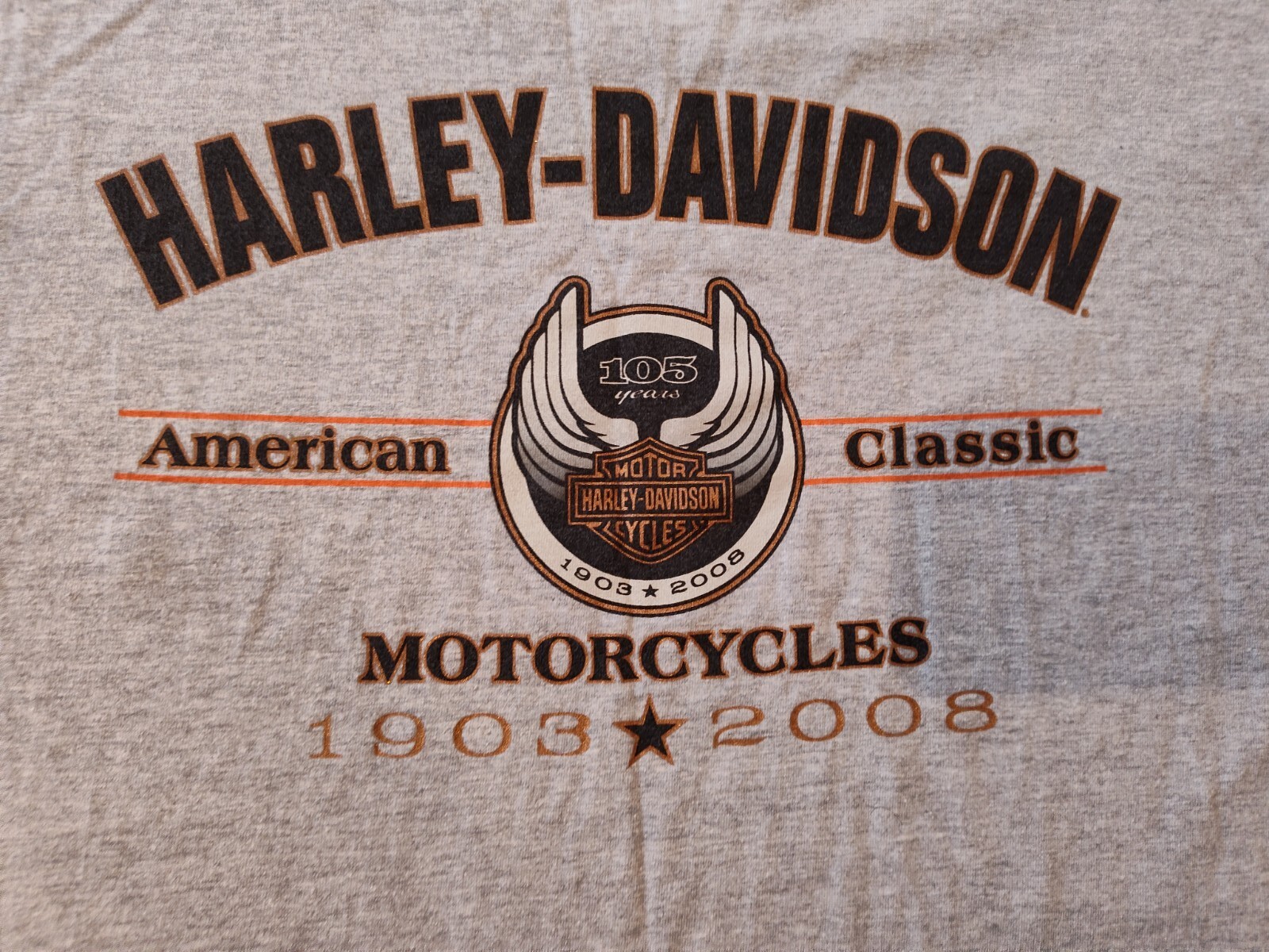 Harley Davidson T-Shirt 105 Years 1903 2008 XXXL American Classic Gray USA Made