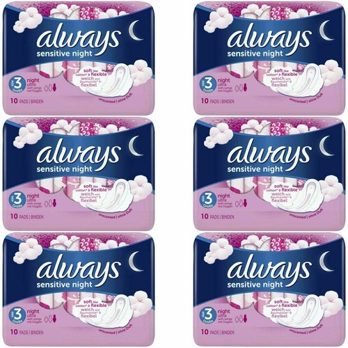 Always Sensitive Night Ultra Sanitary Towels Soft with Wings Size 3