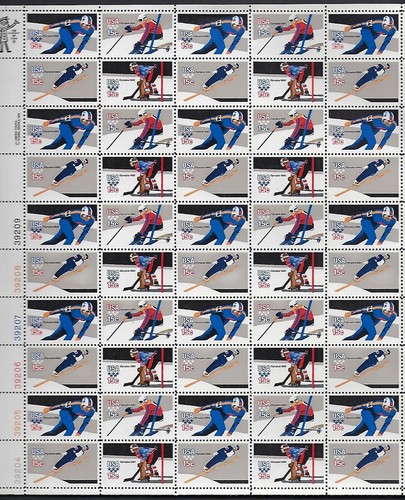 1795-98 MNH sheet of 50, 15-cent stamps, perf. 11x10.5 - Winter Olympics -CV $25 - Picture 2 of 2