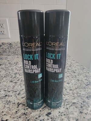 Lot of 2 L'Oreal Lock It Bold Control Hairspray Extra Strong Level 4 Loreal 8.5